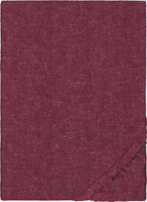 A flat lay of a burgundy fitted sheet.