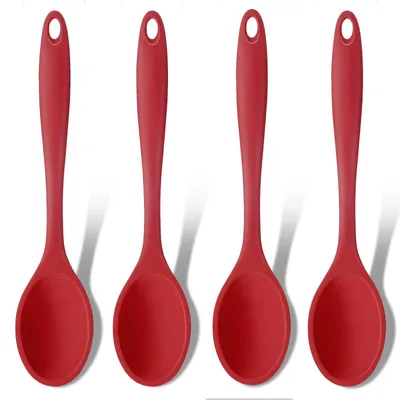 Productafbeelding van Kooklepelset van Siliconen - 4 Stuks Hittebestendige Kooklepels van 20,5 cm