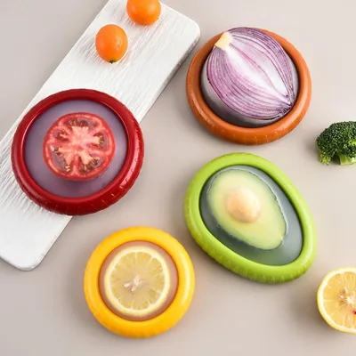 Produktbild von Obst- und Gemüselagerboxen – Wiederverwendbar – 4 Stück – Silikon