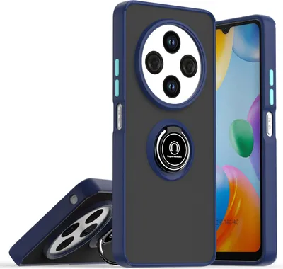 Immagine prodotto di Custodia per Xiaomi Redmi 14C opaca traslucida in TPU con supporto ad anello e supporto Blu scuro
