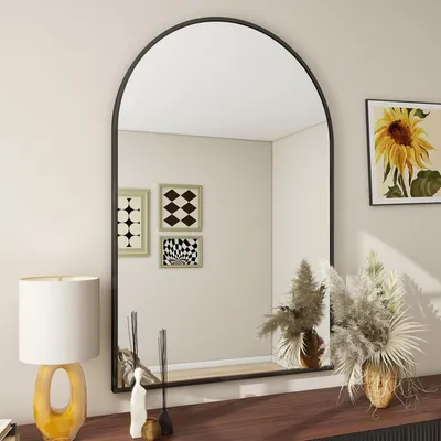 Immagine prodotto di Specchio da parete rettangolare, dimensioni 60 x 90 cm, cornice in alluminio, colore nero