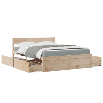 Image de Maison Exclusive - Lit avec tiroirs et matelas 140x200 cm bois massif de pin