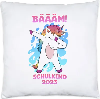 Produktbild von Bäääm Schulkind 2023 Kissen Inkl Füllung Einschulungsgeschenk Einhorn Unicorn Schulstart Grundschule