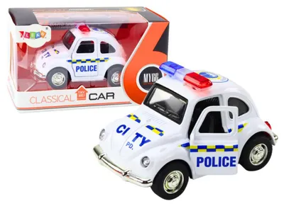 Produktbild von Leantoys Klassisches Polizeiauto 1:38 Fahrlichter Sound Weiß