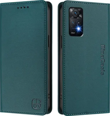 Produktbild von Lederhülle für Xiaomi Redmi Note 11 Pro 4G/5G/Note 12 Pro 4G/Note 11 Pro+ 5G Hülle Flip Brieftasche Kartenfächern Ständer Schutzhülle Dunkelgrün