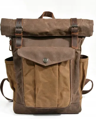 Produktbild von Reiserucksack, Tourist, Geräumig, Vintage, Kunstleder, Braun, Canvas