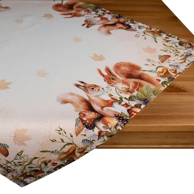 Produktbild von Tischdecke Tischläufer Druck Eichhörnchen Herbst 85 x 85 cm