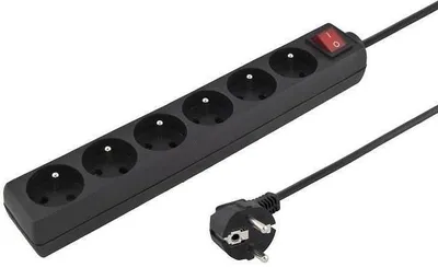 Image de PREMIUMCORD câble de rallonge 230V 5m 6 prises + interrupteur, noir (ppa6k-05bk)