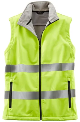 Produktbild von Terrax Workwear Herren Warnschutzweste Softshell mit Fleece-Innenseite - Sicherheitsweste Arbeitsweste mit reflektierende Tapes in Gelb Größe L