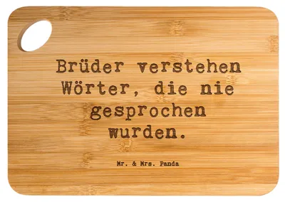 Produktbild von Mr. & Mrs. Panda Hackbrett Spruch Bruderverständnis - Transparent - Geschenk, Kleiner Bruder, Bruderherz, Geschwister, Frühstücksbrett, Familie, Holzbrett, Jubiläen