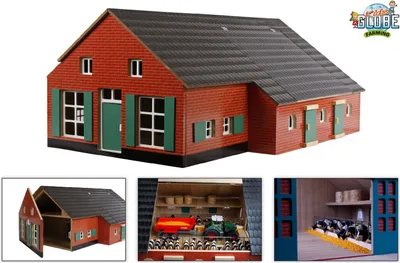 Image de KidsGlobe Viehstall mit Bauernhaus aus Holz, Maße 75x55x32cm, Maßstab 1:32