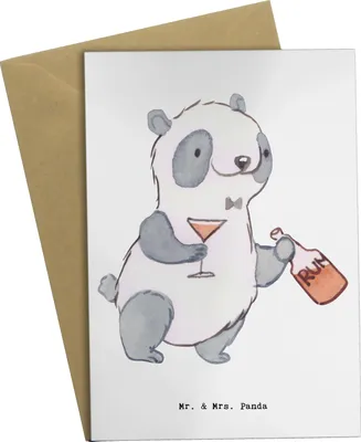 Produktbild von Mr. & Mrs. Panda babykarte Kneipenwirt Herz - Weiß - Geschenk, Grußkarten, Bar, hochzeitskarten, weihnachtskarten, osterkarte, einladungskarten, Rum, Cocktails, Kneipe