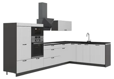 Image de Cuisine en angle Vicco Fame-Line Blanc campagne/Anthracite 347 x 207 cm, PT Anthracite, Model 63585