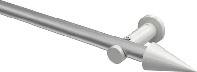 Produktbild von Interdeco Gardinenstange / Vorhangstange Silbergrau / Weiß, Typ Platon Savio (Kegel) ohne Ringe, 20 mm Ø 1-läufig, 260 cm
