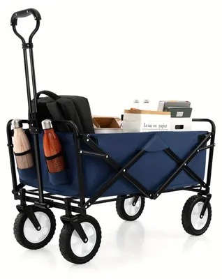 Immagine prodotto di Carrello robusto - Carrello da trasporto - Carrello da traino - Carrello da spiaggia - Carrello di trasporto - Pieghevole - Con maniglia regolabile