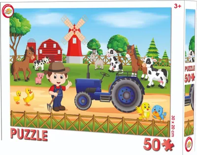Imagen del producto de Rompecabezas de animales de granja y zoológico, un diseño divertido con animales para niños. 50 piezas