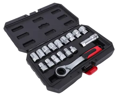 Produktbild von 17-teiliges Steckschlüssel-Set mit 72T-Umschaltmechanismus