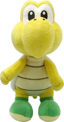 A plush toy of a yellow Koopa Troopa from the Super Mario franchise, standing against a white background.