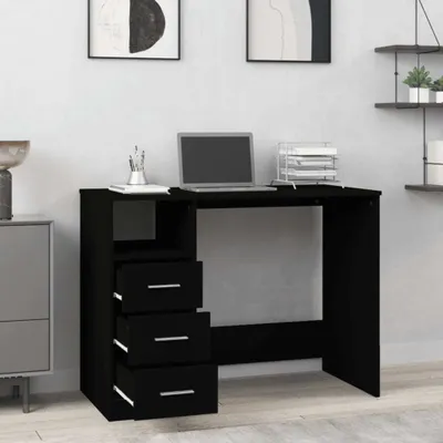 Produktbild von Cloris Designermöbel Schreibtisch mit Schubladen Schwarz 102x50x76cm Holzwerkstoff - 2026Neu699332 - Kommoden