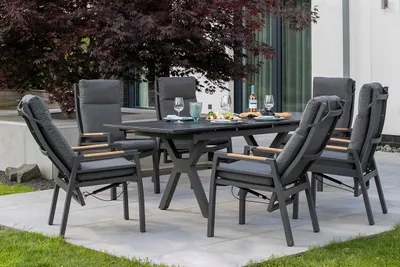Produktbild von Gartenmöbel-Set Sevilla & Granada Ausziehtisch 160-210cm Gesinterter Stein