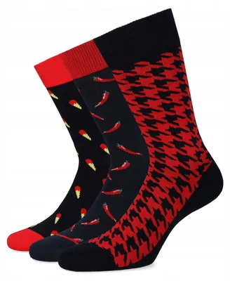 Produktbild von Lancerto Herren Socken 3 Paar Schwarz-Rot Gemustert