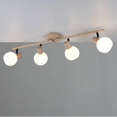 Image de Plafonnier, métal, beige chaud, E14, 4 flammes, orientable, L 70 cm