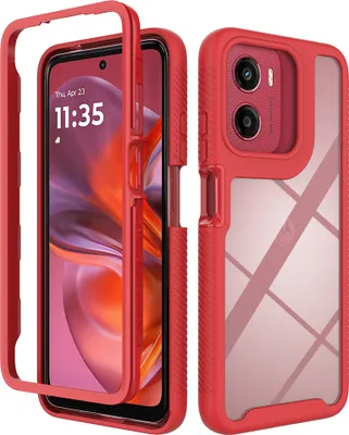 Obrázek produktu pro Pouzdro pro Motorola Moto G05 / G15 / G25 / E15, Hybrid Průhledné Zadní Kryt, Robustní TPU Nárazník, Nárazuvzdorné Pouzdro Červený