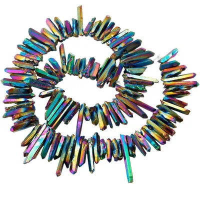 Productafbeelding van Kristalparels, ketting van 15 inch, losse parels voor sieraden, 12mm-35mm, regenboogkleur, titanium coating, kwarts