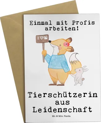 Produktbild von Mr. & Mrs. Panda babykarte Tierschützerin Leidenschaft - Weiß - Geschenk, weihnachtskarten, Grußkarten, osterkarten, einladungskarten, hochzeitskarten, osterkarte