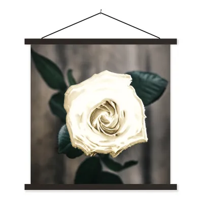 Produktbild von MuchoWow® Textilposter Rose - Blumen - Blätter 60x60 cm mit schwarzem Rahmen - Posteraufhänger