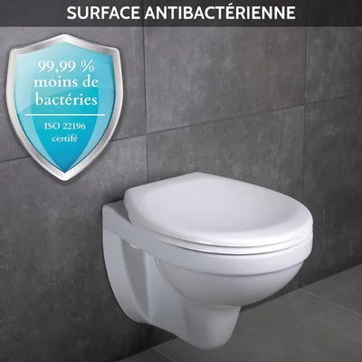 Image de Siège de toilette avec mécanisme d'abaissement automatique, marque Duroplast, couvercle de toilette blanc