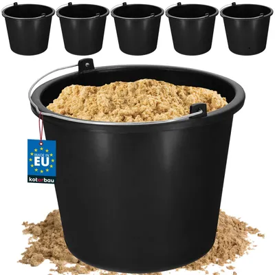 Immagine prodotto di KOTARBAU set di 5 secchi da costruzione in plastica Secchio per intonaco da 5 litri Secchio per malta Secchio per cemento Secchio per acqua Secchio da giardino Secchio in plastica nero
