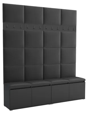 Produktbild von Garderobe LUTON 2  BLACK 16 – Farbe: schwarz, moderner Schrank 40x200x213 cm, funktionale Lösung für den Flur, Garderobeschrank, Flurmöbel
