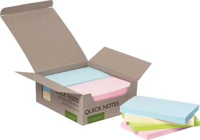 Zdjęcie produktu dla Q-CONNECT KF17325 Haftnotizblock Recycling - pastell, 76 x 127 mm, 12 Stück