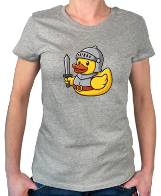 Produktbild von Huuraa Damen T-Shirt Quietscheente Ritter Gummiente Mittelalter M Sport Grey Bio Baumwolle Fairtrade Damenshirt Geschenkidee