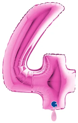 Produktbild von Riesenzahl Folienballon 40"/102cm | Pink Zahl: 4