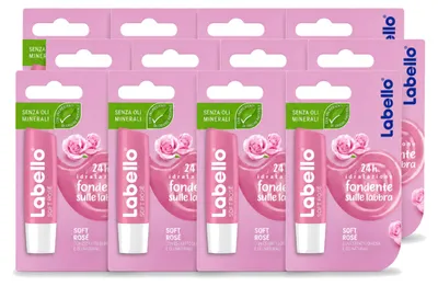 Image de 12 baumes à lèvres Labello Soft Rosé - 4,8 g - Pack économique - 12 pièces