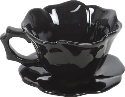 Produktbild von Something Different - Teetasse und Untertasse, Rosen SD10746 (Einheitsgröße) (Schwarz)