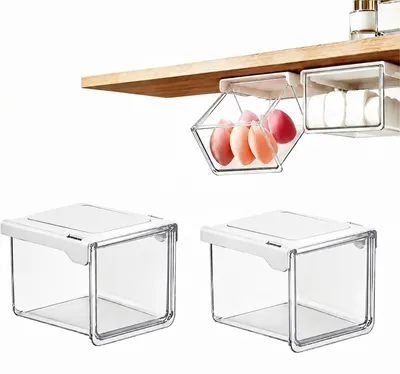 Productafbeelding van Set van 2 Transparante Make-up Organizers met Zelfklevende Bevestiging