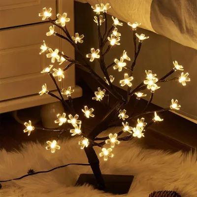 LED-Kirschblütenbaum, 48 LEDs, warmweiß, 30 x 52 cm, USB/Batterie