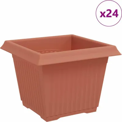 Produktbild von vidaXL Quadratischer Blumentopf 24 stk. Ziegelrot 23 x 23 x 17,5 cm