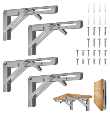 Produktbild von Set von 4 Klappbaren Regalhaltern aus Edelstahl für Wandmontage