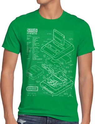 Produktbild von style3 SNES Blaupause Herren T-Shirt 16-Bit Videospiel