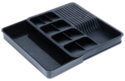Image de Organisateur à couverts pour tiroir - Boîte à couverts - 40 x 31 cm - Plastique - Noir