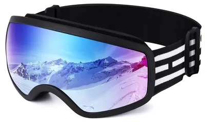 Immagine prodotto di Occhiali da sci per bambini, protezione UV, antiappannamento, compatibili con casco, colore nero
