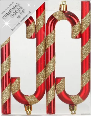 Produktbild von Christbaumschmuck Zuckerstangen 14cm Kunststoff 4er Set - Rot