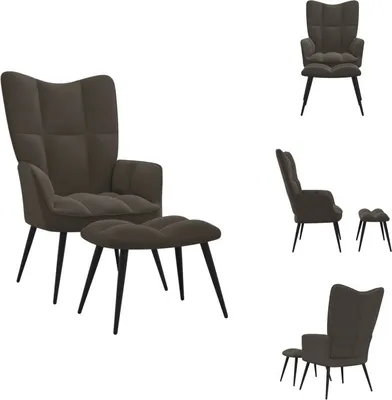 Produktbild von vidaXL Relaxsessel mit Hocker Dunkelgrau Samt -  Sessel
