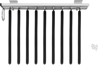 Produktbild von Ausziehbarer Hosenhalter - Wandmontage schiebbar - 9 Stangen - Montage rechts - 14–16 kg Traglast - 46×32,5 cm - Schwarz/Silber