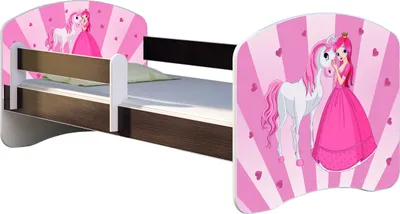 Produktbild von ACMA Jugendbett Kinderbett Junior-Bett Komplett-Set mit Matratze Lattenrost und Rausfallschutz Wenge 08 Princess 140x70