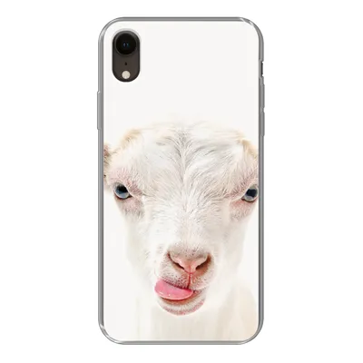 Produktbild von MuchoWow® Handyhülle Schutzhülle Hülle für iPhone XR Ziege - Porträt - Junge - Mädchen - Kinder - Weiß Silikon Softcase Handy Hülle - Schutzdeckel